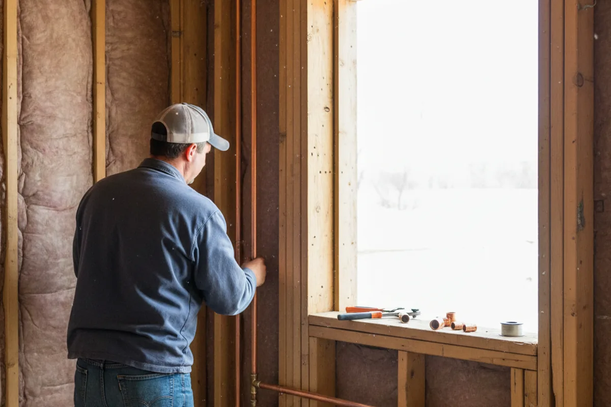 Licensed plumber running new copper supply lines in a Pauls Valley home