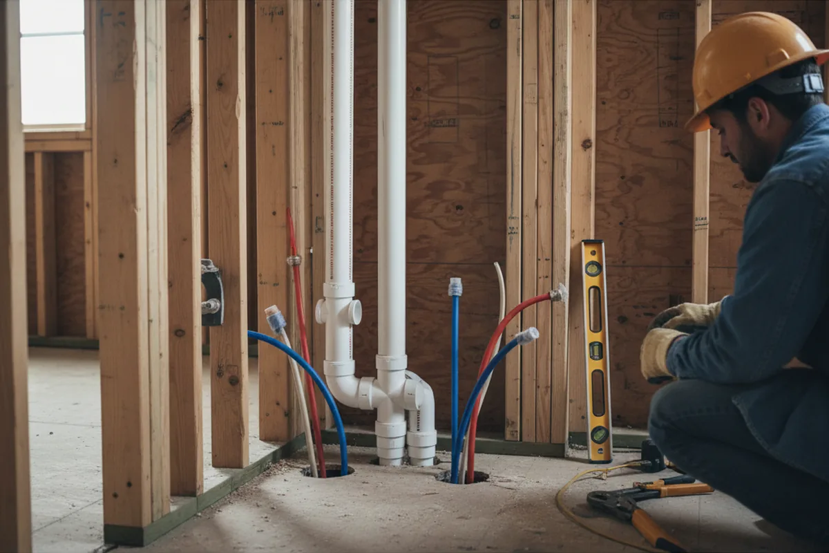 Drain and supply rough-in during Sump Pump Repair in Pauls Valley